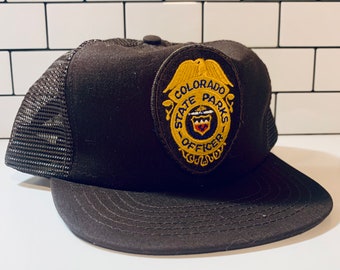 Vintage Colorado State Parks Officer Brown Patch Hat, SnapBack Trucker Cap, Made in USA