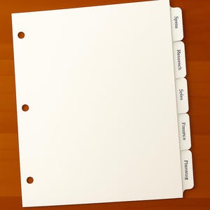 Custom Binder Divider Tabs with/without three hole punch: Set of 5, Set of 8, Set of 10 Index Side Tab Dividers for 3-Ring Binder