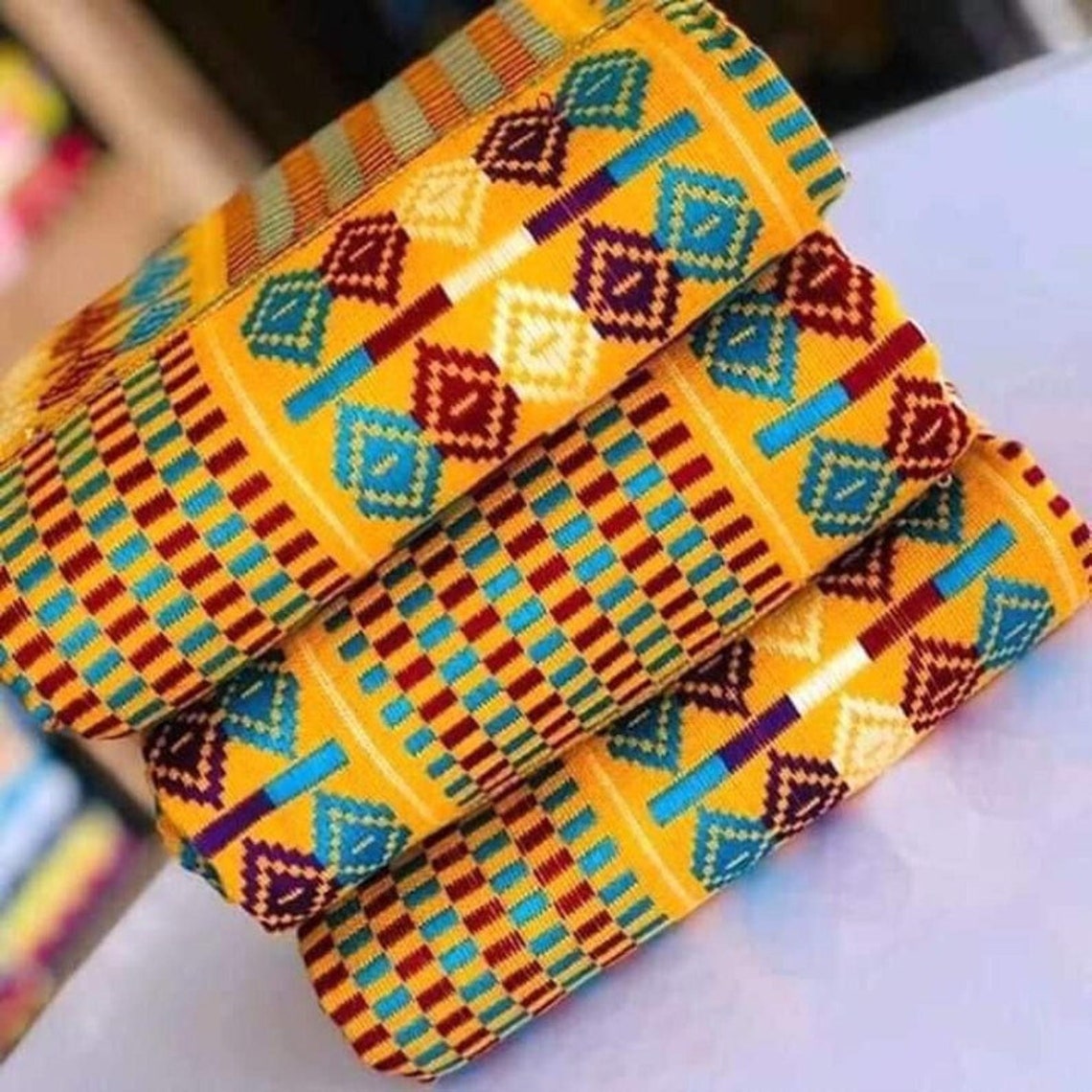 Authentic Kente 6 Yards Genuine Ghana Handwoven Kente Fabric and Kente
