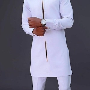 Men&#39;s Clothing White Shirt and Pants, Ready To Wear Fashion, African wedding, Dashiki men Suit, Birthday Wedding Guest All Blue Party