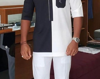 African Men Clothing | Kaftan African Men Shirt and Down White| Dashiki Mens Shirt| Family African Wear | African Men&#39;s Clothing| FREE DHL