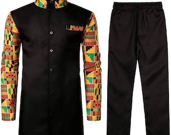 African Dashiki set, matching shirt and pant/African clothing / African men clothing / wedding suit/groom suit/dashiki men suit,free dhl