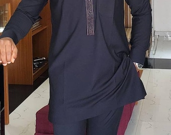 African Dashiki Set: Matching Shirt & Pant - Wedding/Groom Suit