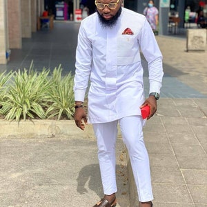 African Men Clothing | Kaftan African Men Shirt and Down White| Dashiki Mens Shirt| Family African Wear | African Men&#39;s Clothing| FREE DHL