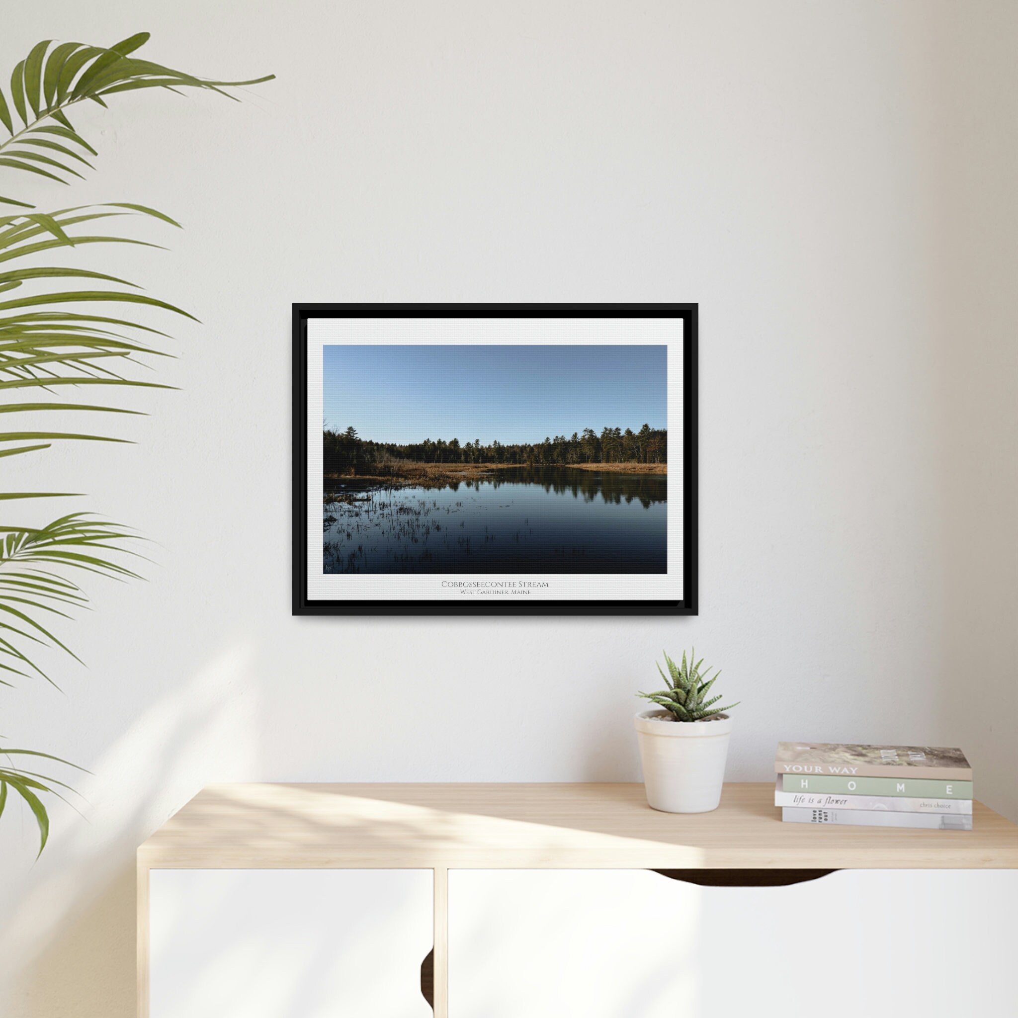 Cobbosseecontee Stream Matte Canvas Black Frame Etsy