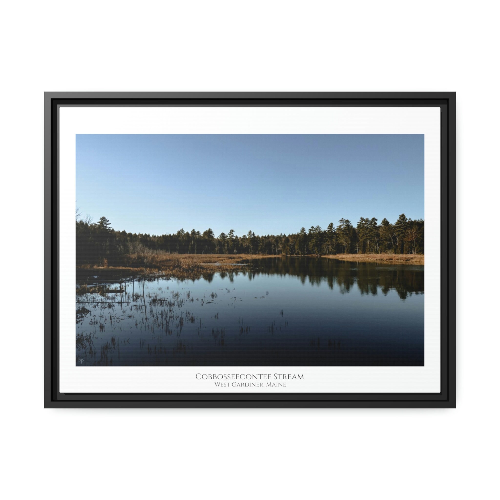 Cobbosseecontee Stream Matte Canvas Black Frame Etsy