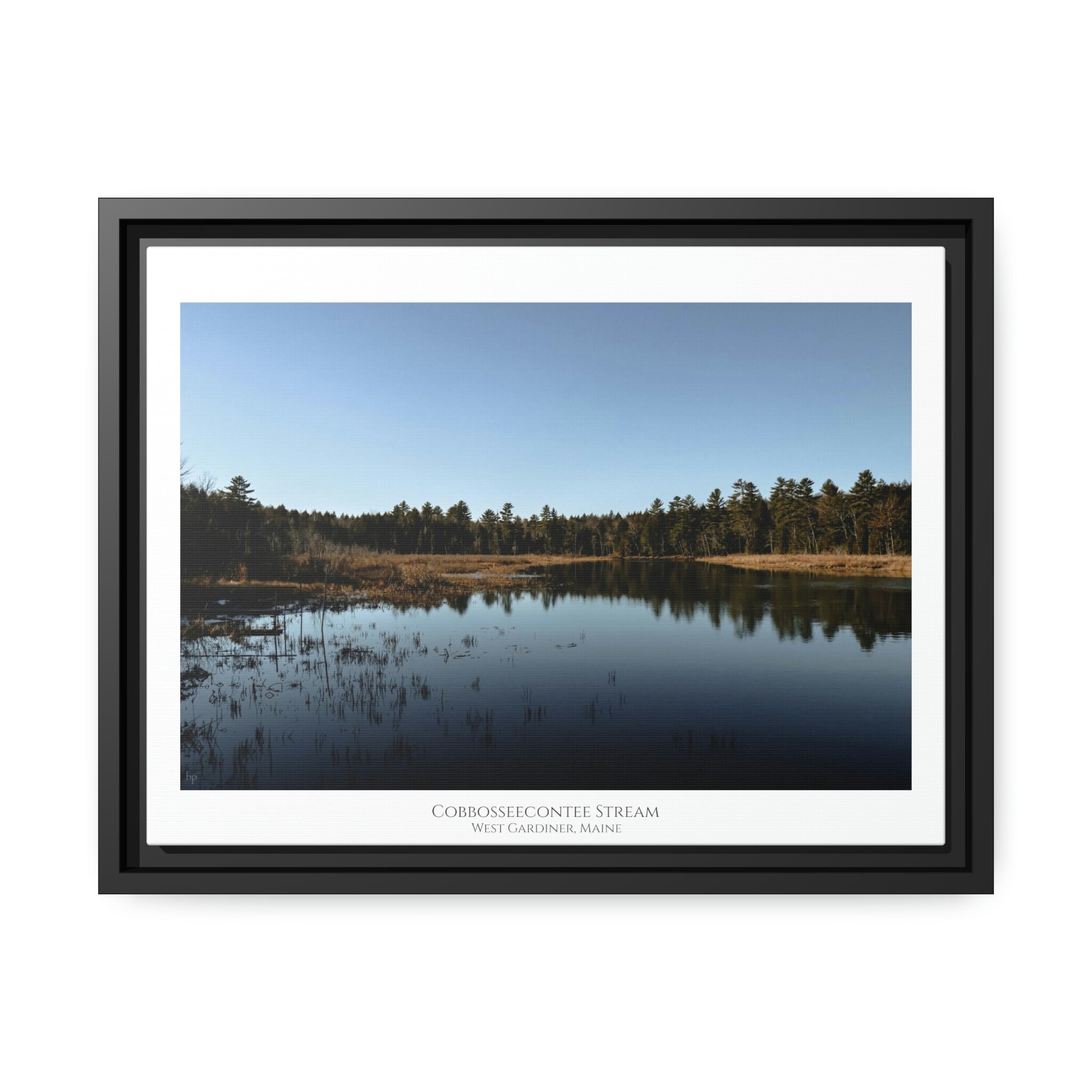 Cobbosseecontee Stream Matte Canvas Black Frame Etsy