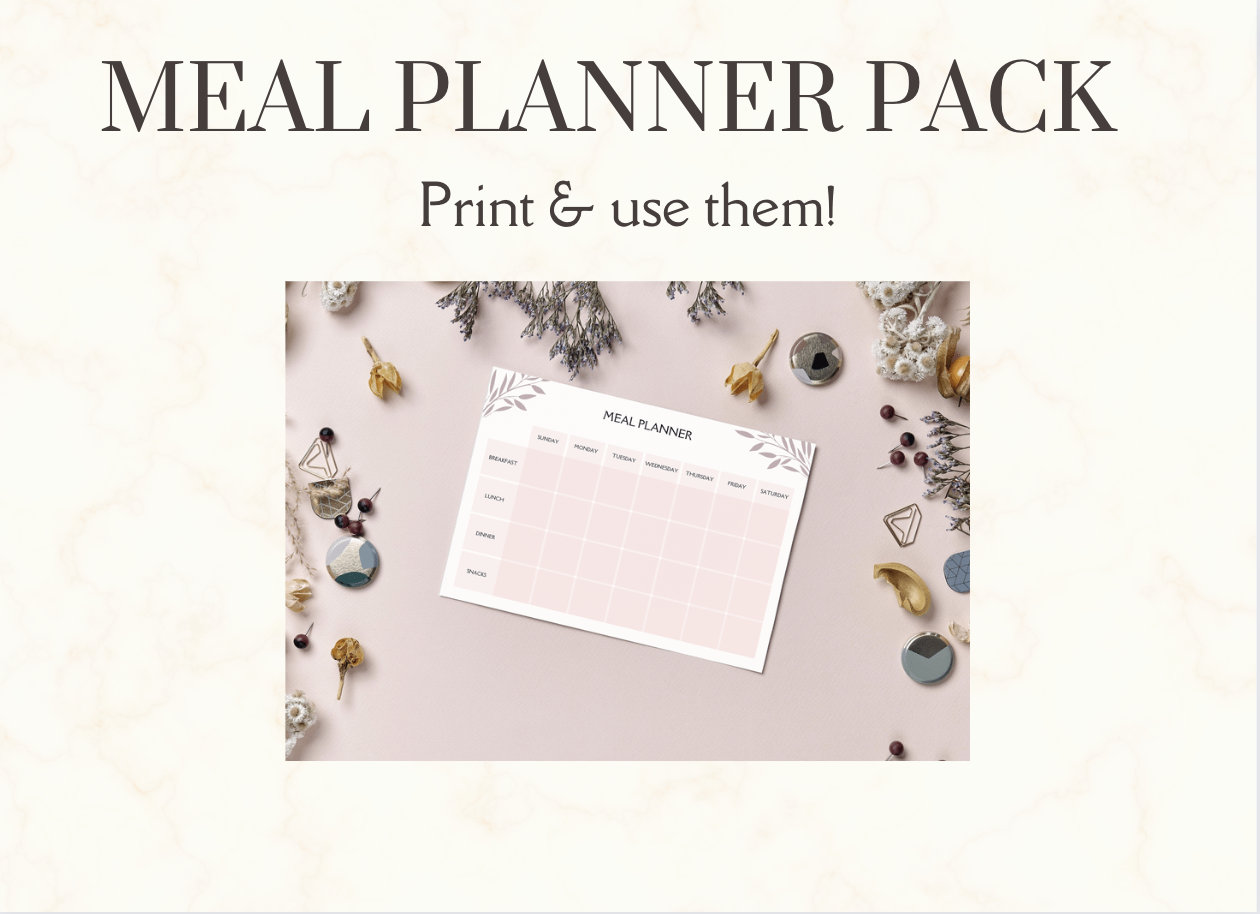 Weekly Meal Planner Printable Pack Weekly Food Diary Meal - Etsy
