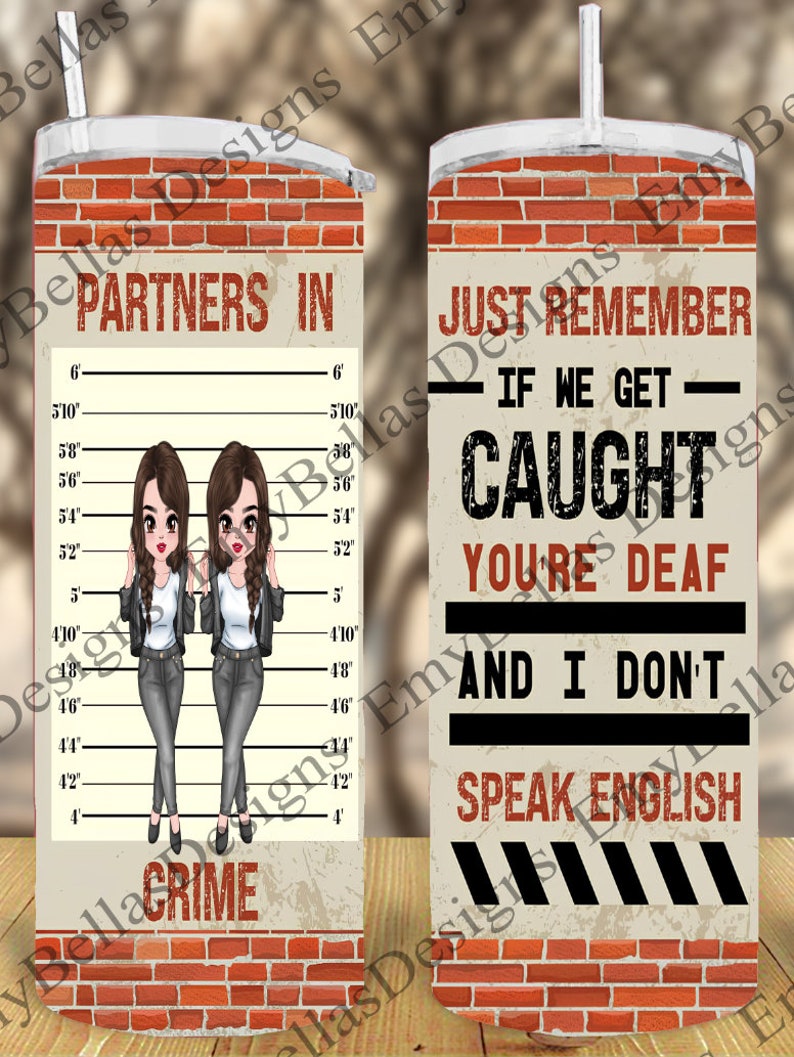 Partners in Crime 5 Designs Bundle 20oz Skinny Tumbler PNG - Etsy