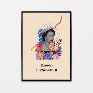 Her majesty the queen | Elisabeth ll | Printable wall art | Portrait| Hand made | Instant download