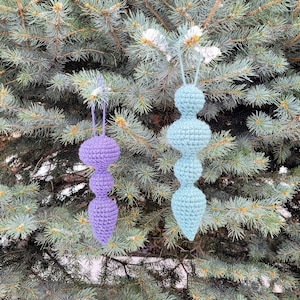 Vintage Retro Glass Style Christmas Ornaments Two Sizes Crochet Pattern, No Sew, Instant Download PDF