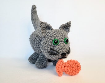 Chunky Cat and Fish Crochet Patterns, Instant Download PDF