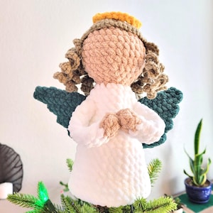 Patrón de crochet para la punta del árbol de Navidad con forma de ángel (descarga instantánea en PDF)
