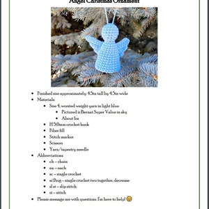 Angel Christmas Ornament Crochet Pattern, Instant Download PDF image 5