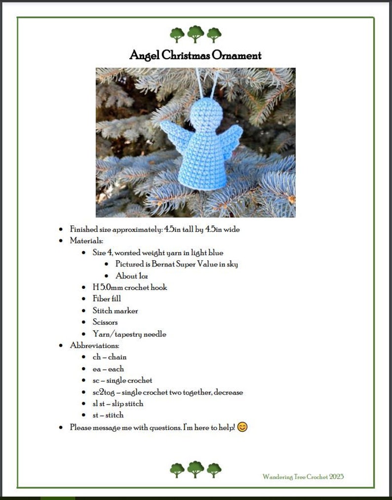 Angel Christmas Ornament Crochet Pattern, Instant Download PDF image 5