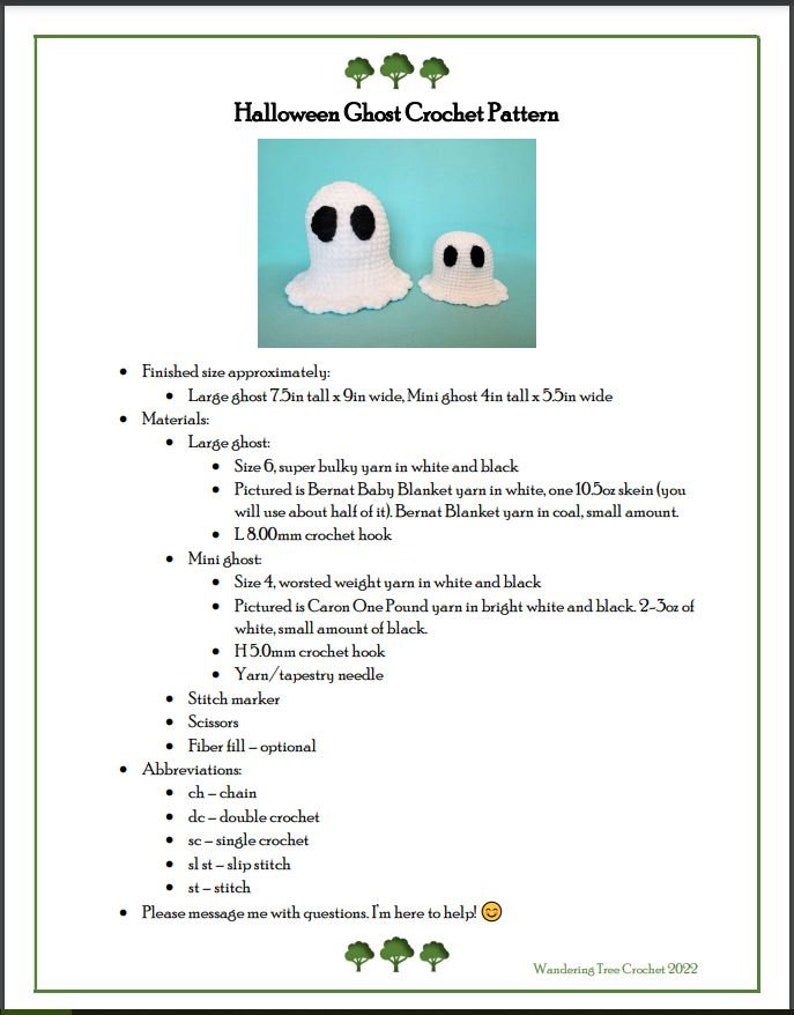 Halloween Ghost Crochet Pattern, Instant Download PDF - Etsy