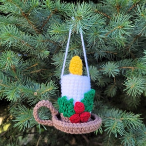 Candle Christmas Ornament Crochet Pattern, Instant Download PDF