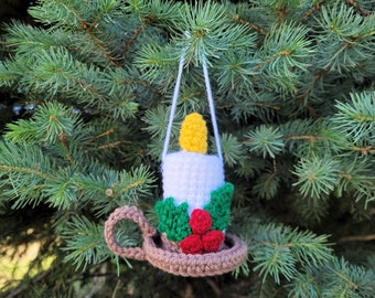 Candle Christmas Ornament Crochet Pattern, Instant Download PDF