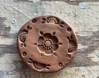 Terracotta Clay Brown Sugar Saver with Flower Design