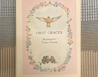 Signed Tasha Tudor Illustrated Mini Book: First Graces 1986 Collector's Copy