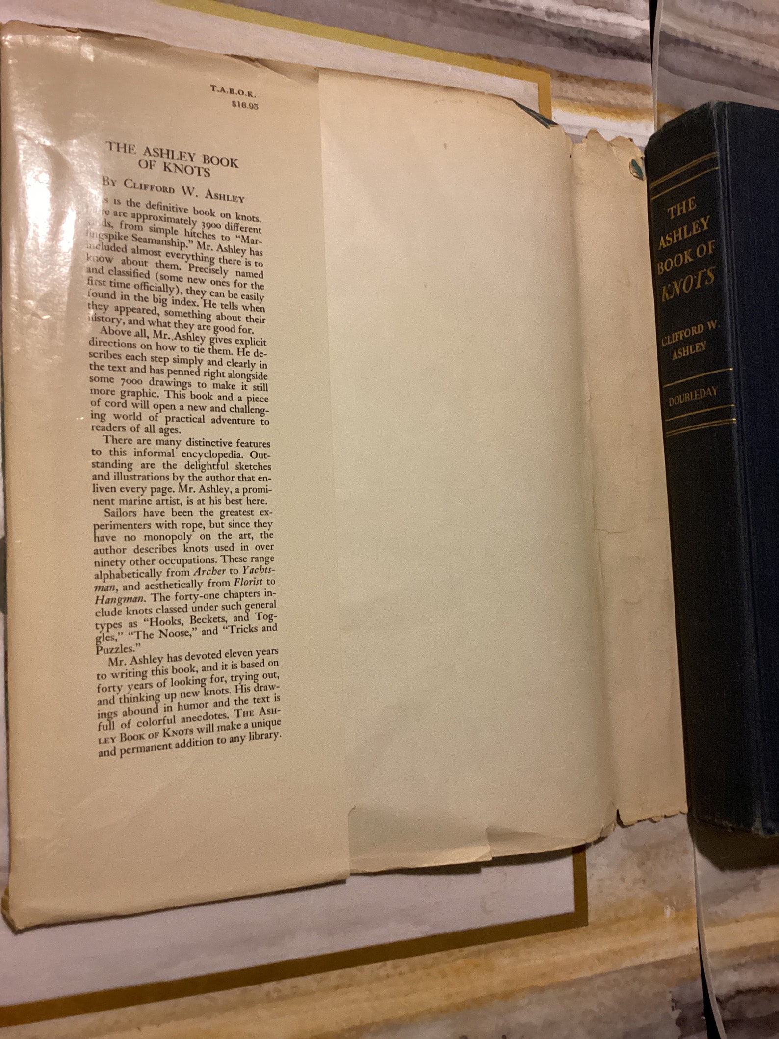The ASHLEY BOOK of KNOTS by Clifford W Ashley 1944 Vintage Very Rare Hardcover Edition Book of