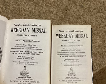 NEW St. JOSEPH Weekday MISSAL Volumes 1 & 2  1975 Edition Vintage Hardcover Catholic Book.