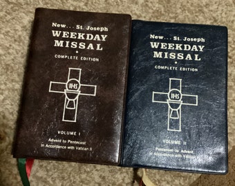 NEW St. JOSEPH Weekday MISSAL Volumes 1 & 2  1975 Edition Vintage Hardcover Catholic Book.
