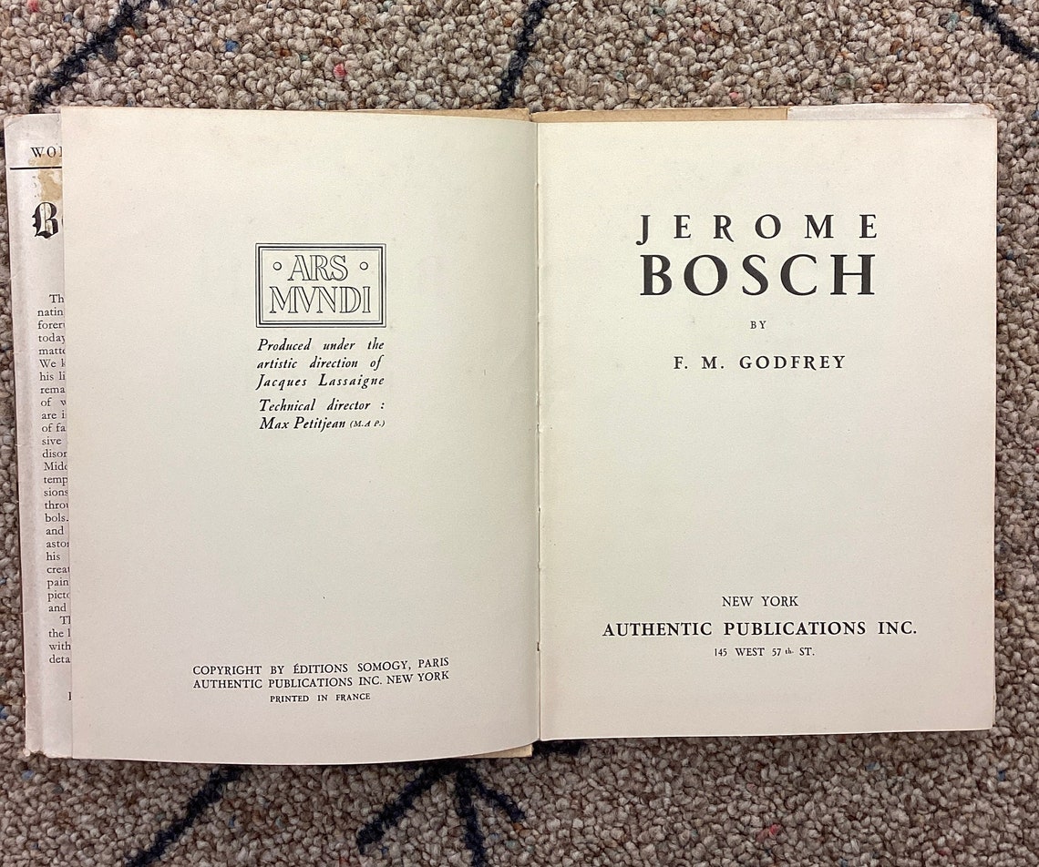 Jerome Bosch: Rare Vintage First French Edition, Godfrey M. Hardcover, photo 2 of 5