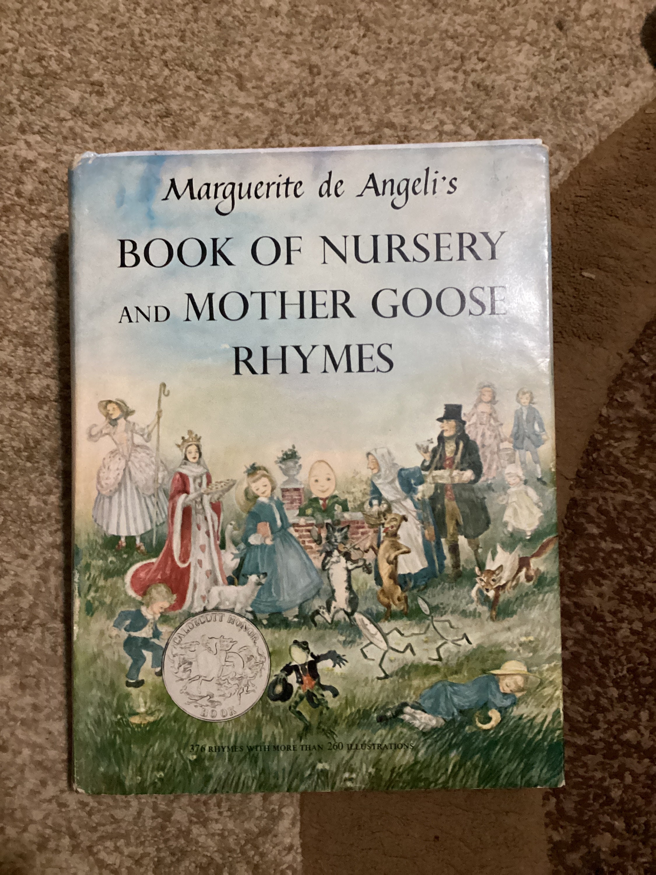 The BOOK Of  Nursery And MOTHER GOOSE Rhymes By Marguerite de Angelis 1954 Vintage First Edition Hardcover Kids Book Very Good Collectible