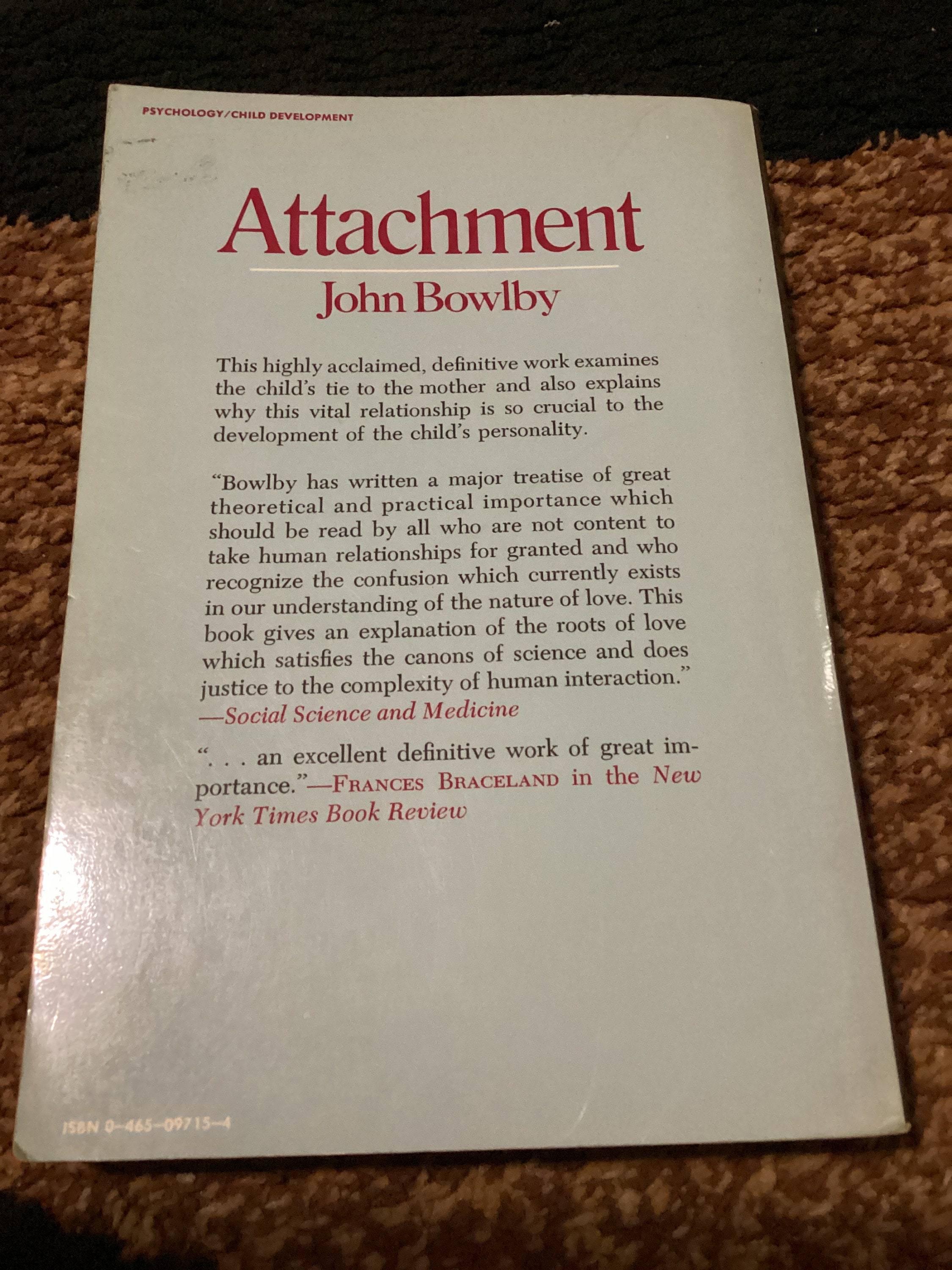 Attachment and loss vol 1 1969 by john bowlby vintage softcover book