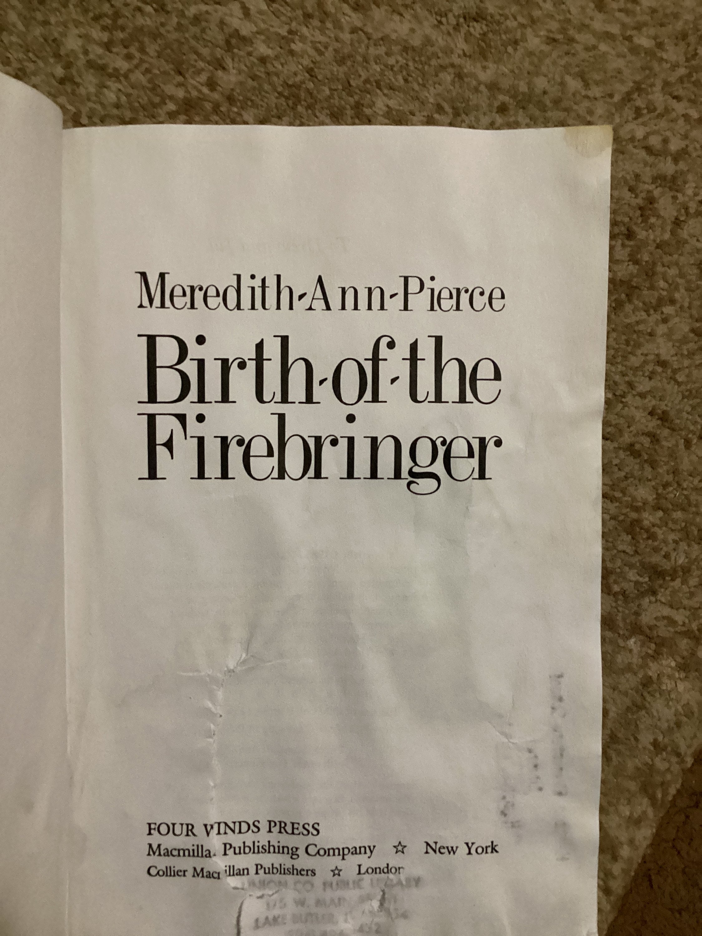 Signed First Edition: the Birth of a Firebringer Hardcover, 1985