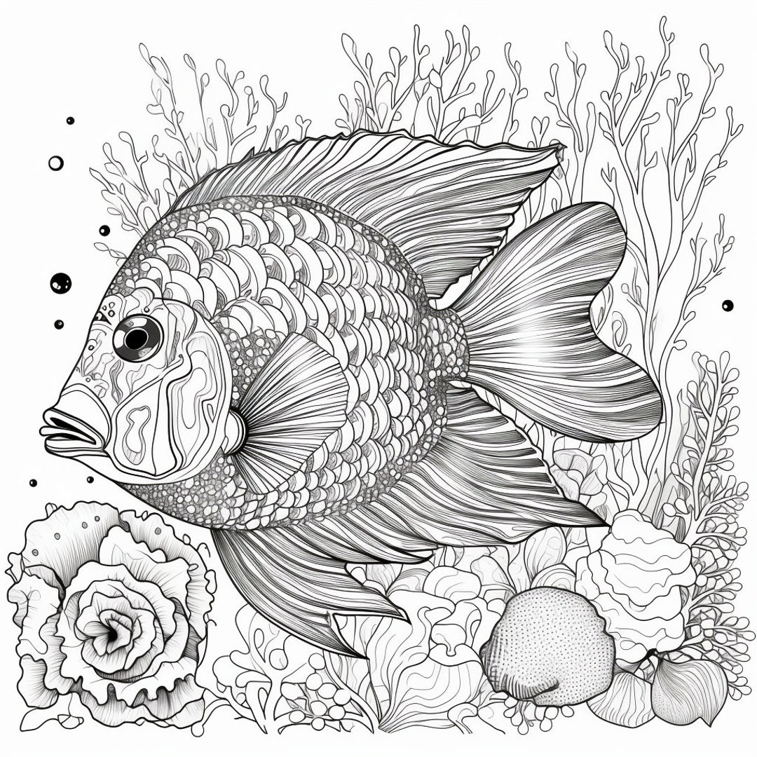 Underwater Beauty 4 Page Coloring Book for Adults and Etsy