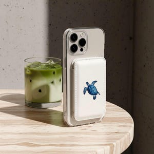 Wallet, Sea Turtle Vegan Wallet (Magsafe® Compatible) - Eco-Friendly Minimalist Blue Watercolor Design, Summer Vibes, Vegan Gift,
