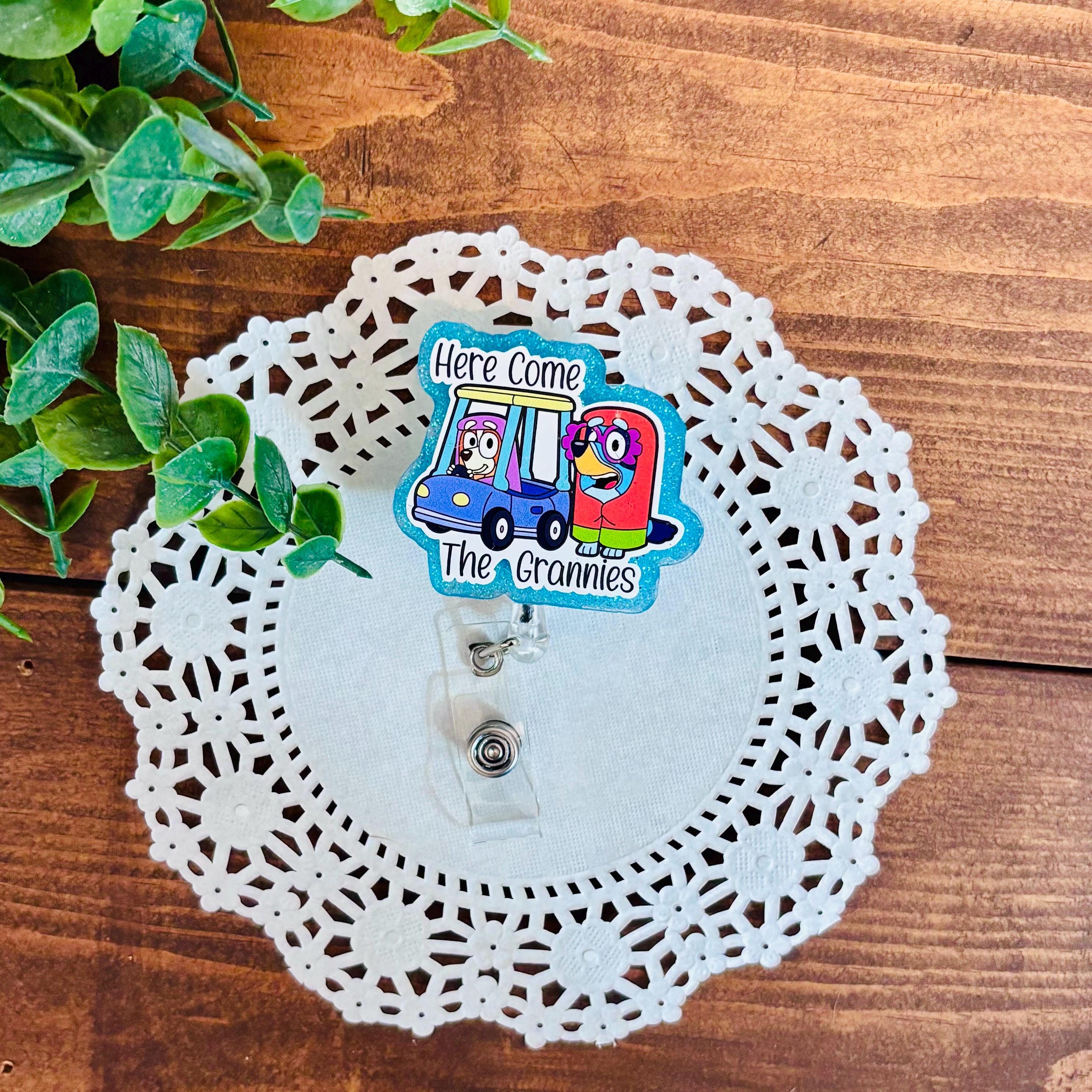 Bluey Granny Badge Reel, Here Come the Grannies Badge Reel, Bluey Badge Reel, The Grannies Badge Reel, Bluey and Bingo Badge Reel