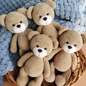 Knitted Teddy Bear 11", Teddy Bear Amigurumi, Crochet Teddy Bear plushie.