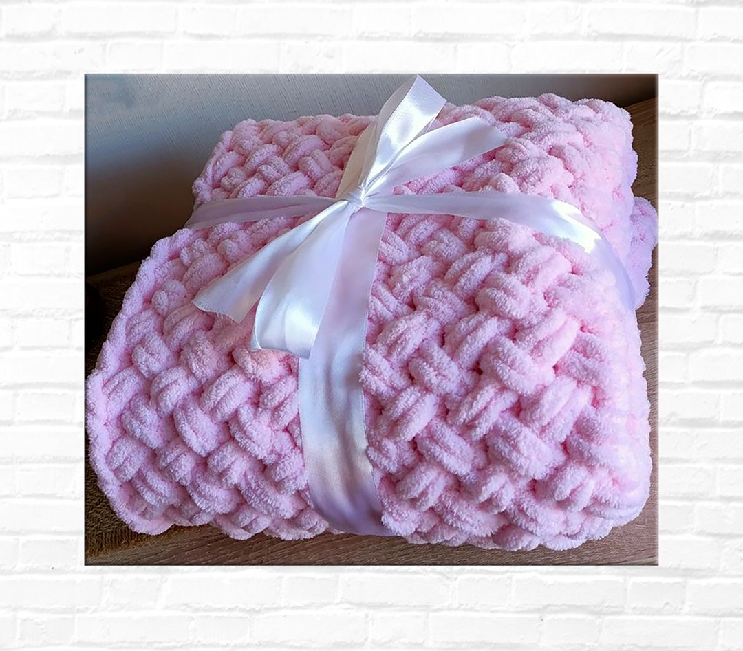 Pink Plush Blanket Crochet Baby Blanket Crochet Plush Plaid Etsy