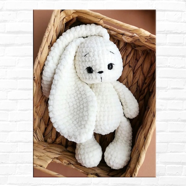 Knitted Cute Bunny 9", Plush Bunny Amigurumi, Rabbit Stuffed Toy, Stuffed Animals, Crochet Bunny Gift