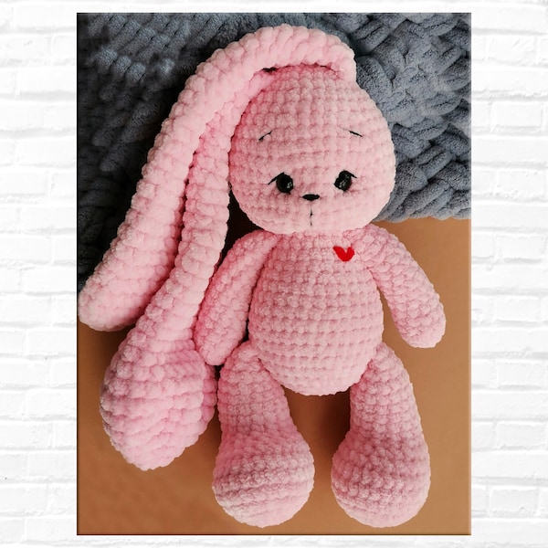 Crochet Bunny in Pink color, Crochet rabbit, Bunny Amigurumi, Bunny toy Gift, Nursery decor, Plushies