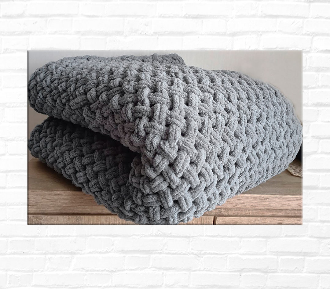 Gray Plush Blanket Crochet Baby Blanket Crochet Plush Plaid Etsy