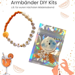 DIY Kit für 4, 5, 6 oder 7 Armbänder für euren Mädeslabend, Holy Aperoli, Aperollin Armband Freundschaftsarmband, Armband mit Orange