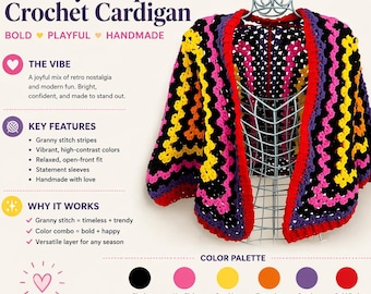 Granny Stripe Hexi Cardi Age 11-12