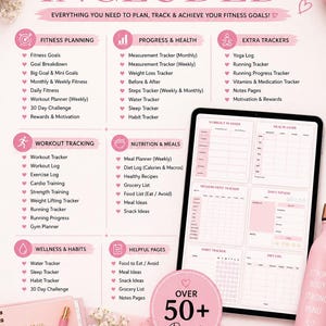 fitness planner whats included digital workout planner meal planner habit tracker weight loss tracker 
printable fitness planner ipad goodnotes