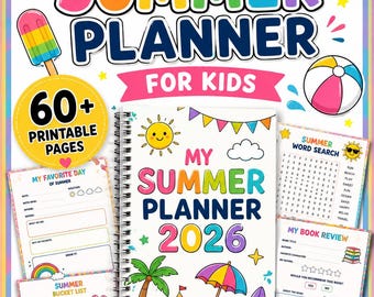 Summer Planner 2026 for Kids | Screen Free Activity Book | 55+ Page Printable Boredom Buster | Homeschool PDF