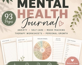 Mental Health Journal | CBT Therapy Companion | Guided Self Reflection & Healing Journal