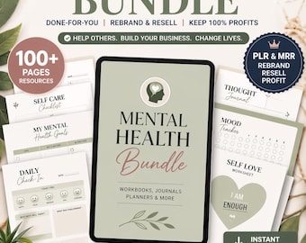 Pacchetto Salute Mentale PLR / Agenda ADHD Diario dell'ansia Workbook / Download digitale Modello Canva Diritti di Rivendita MRR