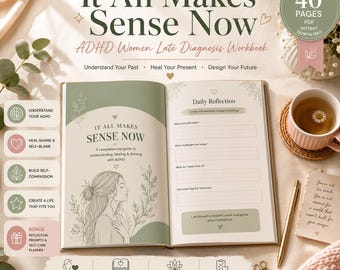 Adhd Workbook for Women | Neurodivergent Self Discovery Journal | Late Diagnosis Plr Canva Template | Adult Adhd Printable Resell Rights
