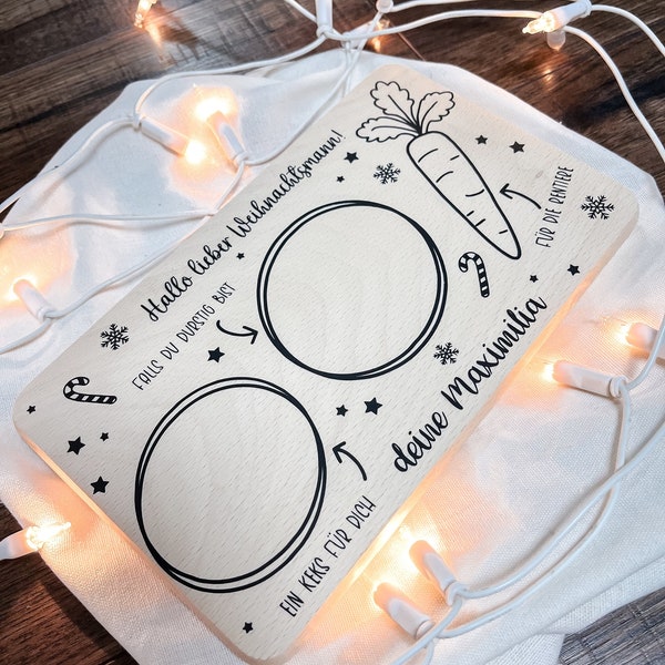 Teller für den Weihnachtsmann | Nikolausteller personalisiert | Weihnachtsteller | Treats for Santa | Brettchen personalisiert