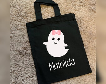 Sac en coton Halloween personnalisé avec nom