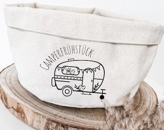 Brotkorb | Brötchenkorb| Aufbewahrungskorb Camping | Geschenk für Camper | Zelten | Camper Frühstück| Frühstücksliebe| Dekoration