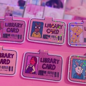 Arthur, DW, Francine, Pal, Buster, Muffy Library Card Magnetic Bookmarks Holographic Bookmarks 90s Kids